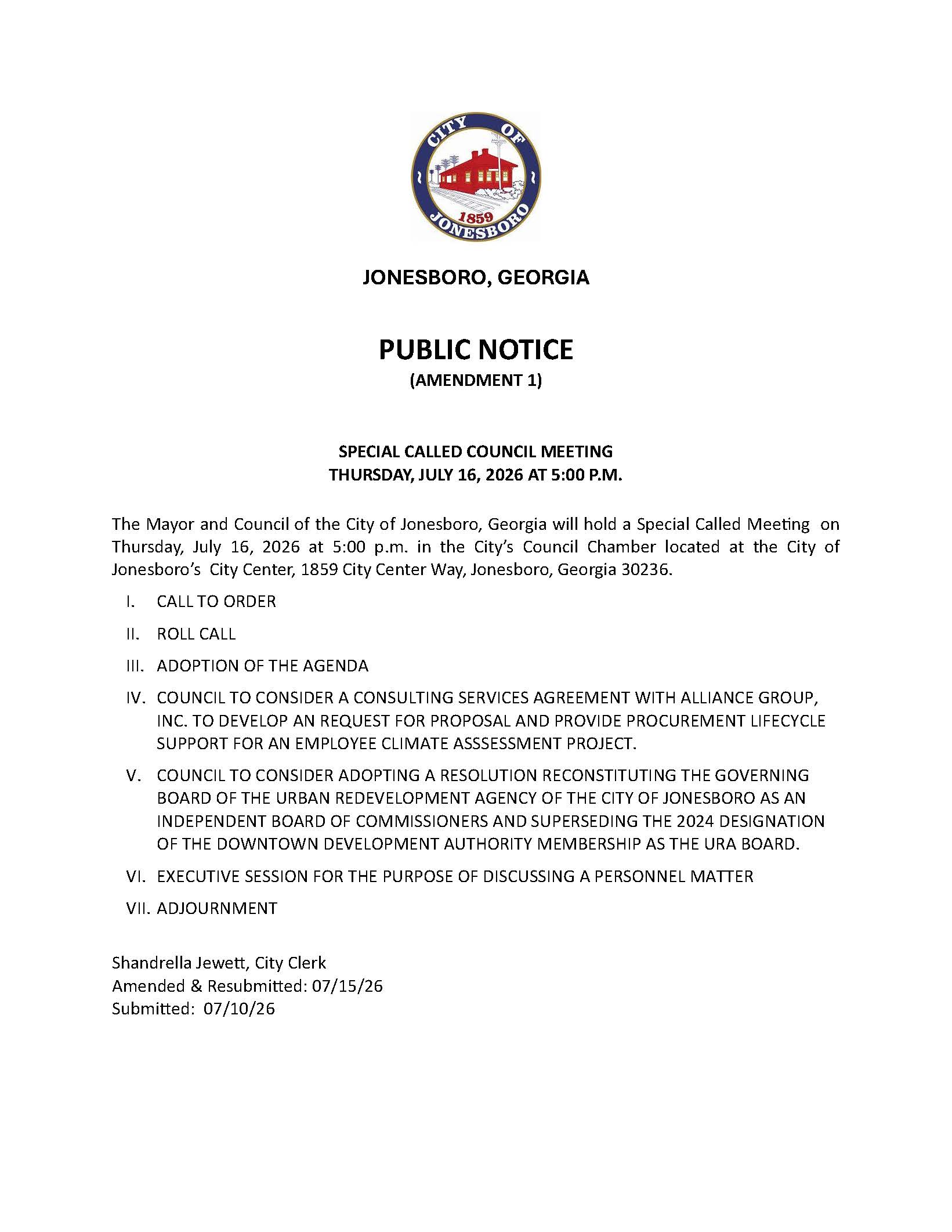 PUBLIC NOTICE - Amendment 1